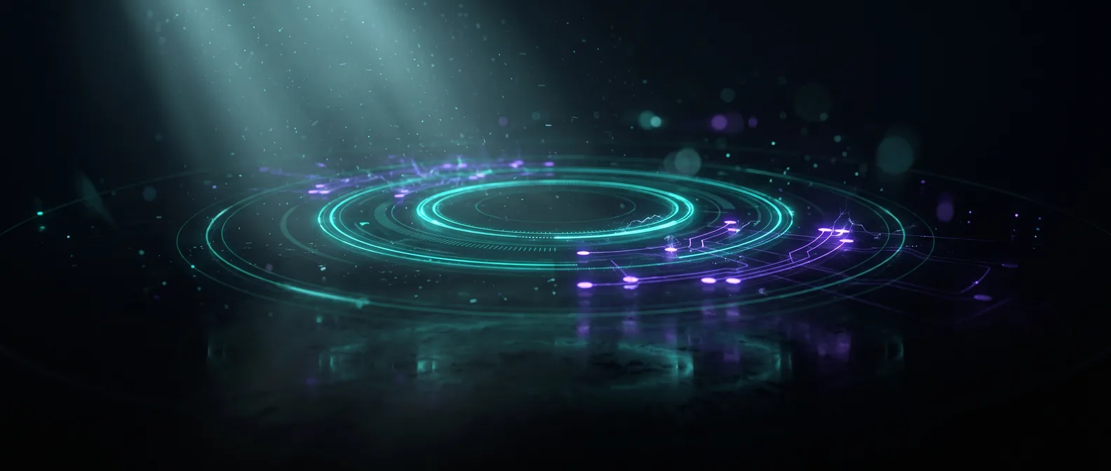 Abstract dark editorial graphic of overlapping signal waves from multiple AI search interfaces, representing AI search optimisation across engines