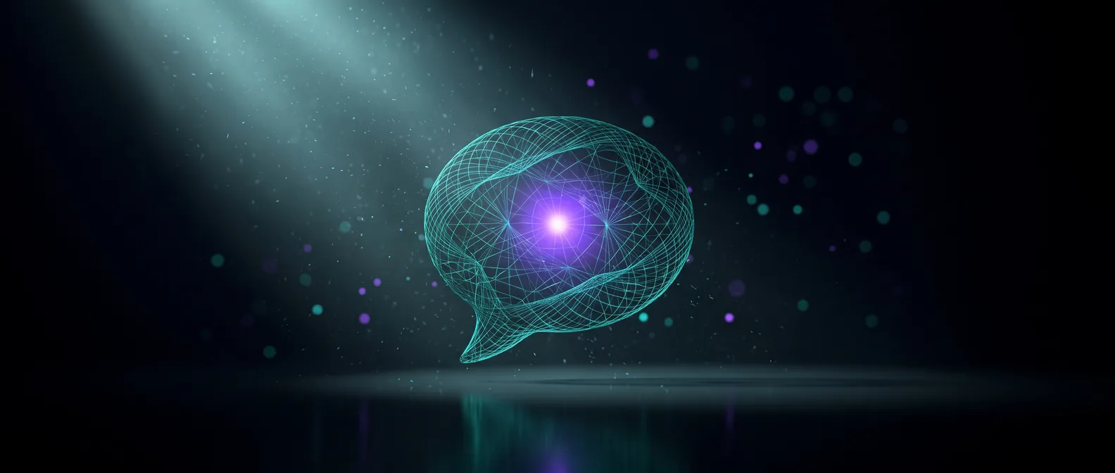 Abstract dark editorial graphic of a single glowing thread being pulled out from a mesh of source pages, illustrating ChatGPT SEO and how one brand gets picked as the recommended answer