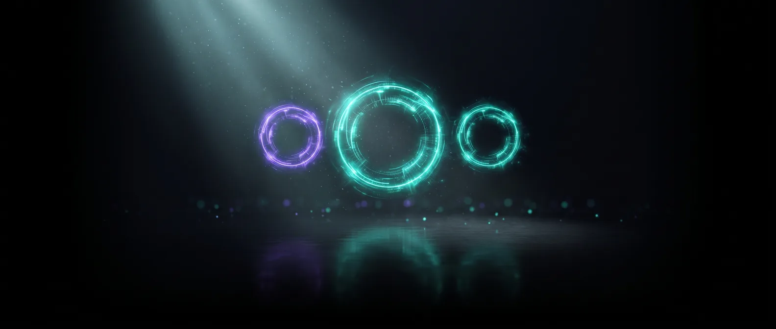 Abstract dark editorial graphic of speed gauges and a loading bar, illustrating Core Web Vitals measuring how fast and stable a website feels