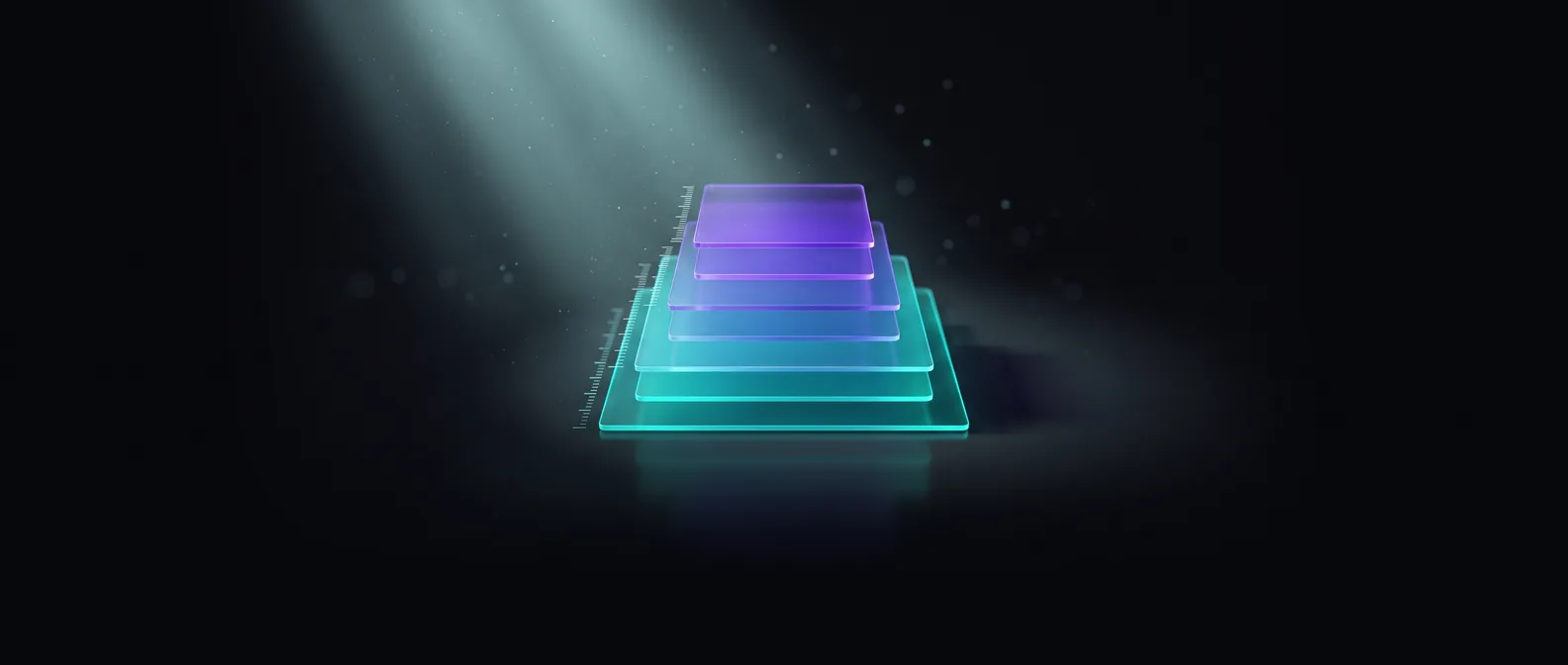 Abstract dark editorial graphic of stacked geometric price blocks forming a wireframe structure, illustrating the cost breakdown of a headless website build