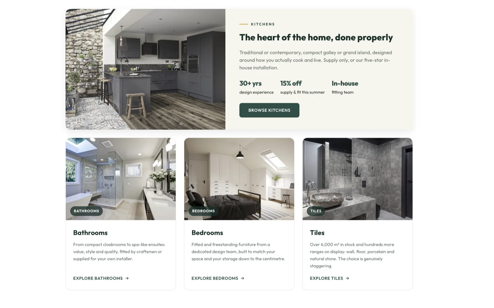 New Homematas homepage category section