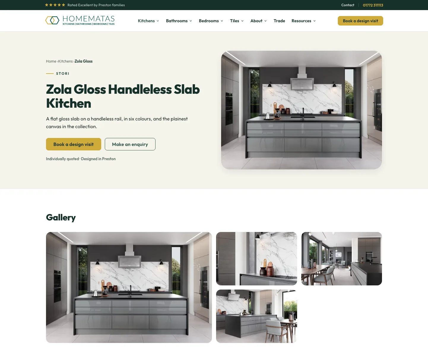 Homematas Zola Gloss kitchen range page
