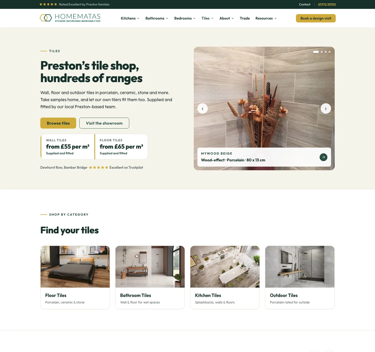 Homematas tiles landing page