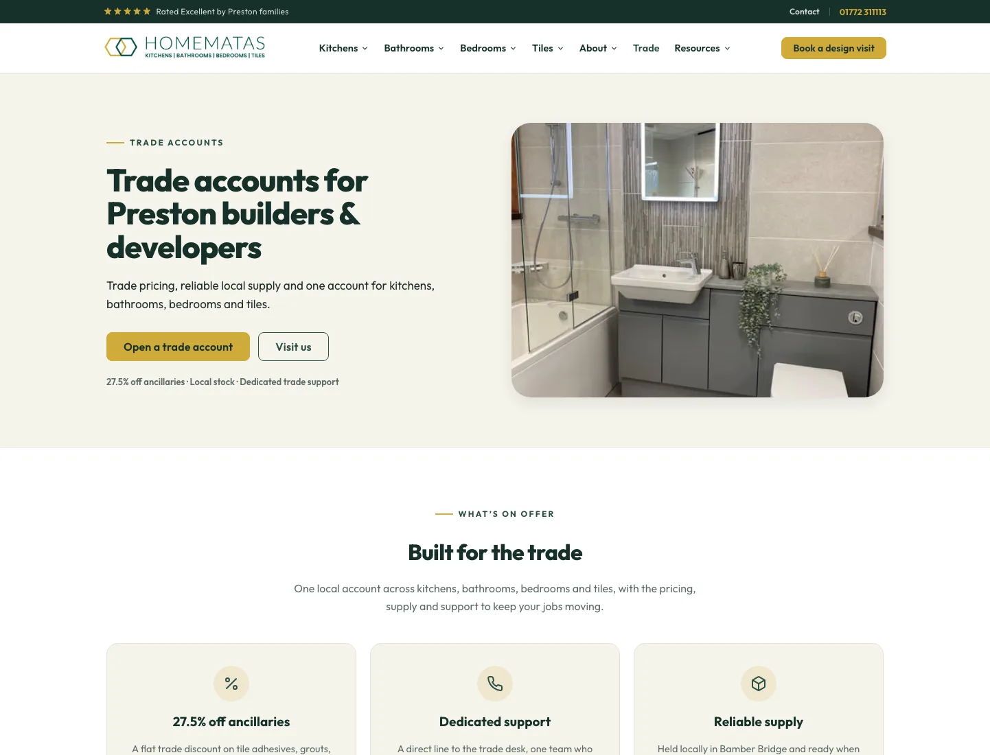Homematas trade accounts page