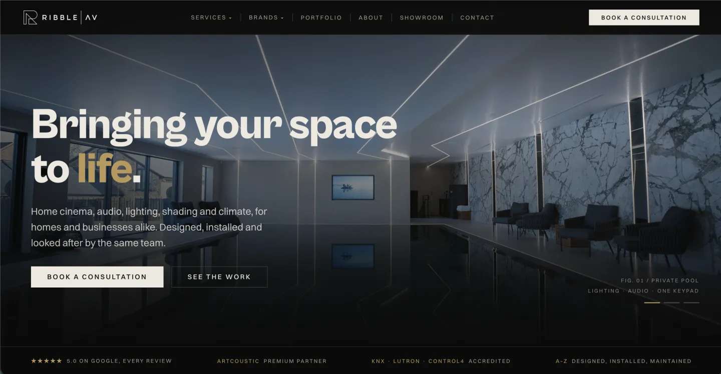 Ribble AV homepage on Astro, after