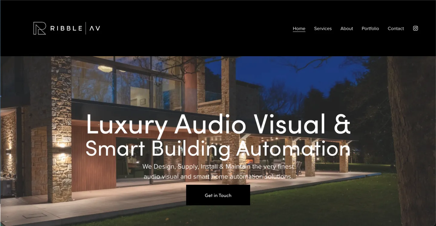 Ribble AV homepage on Squarespace, before